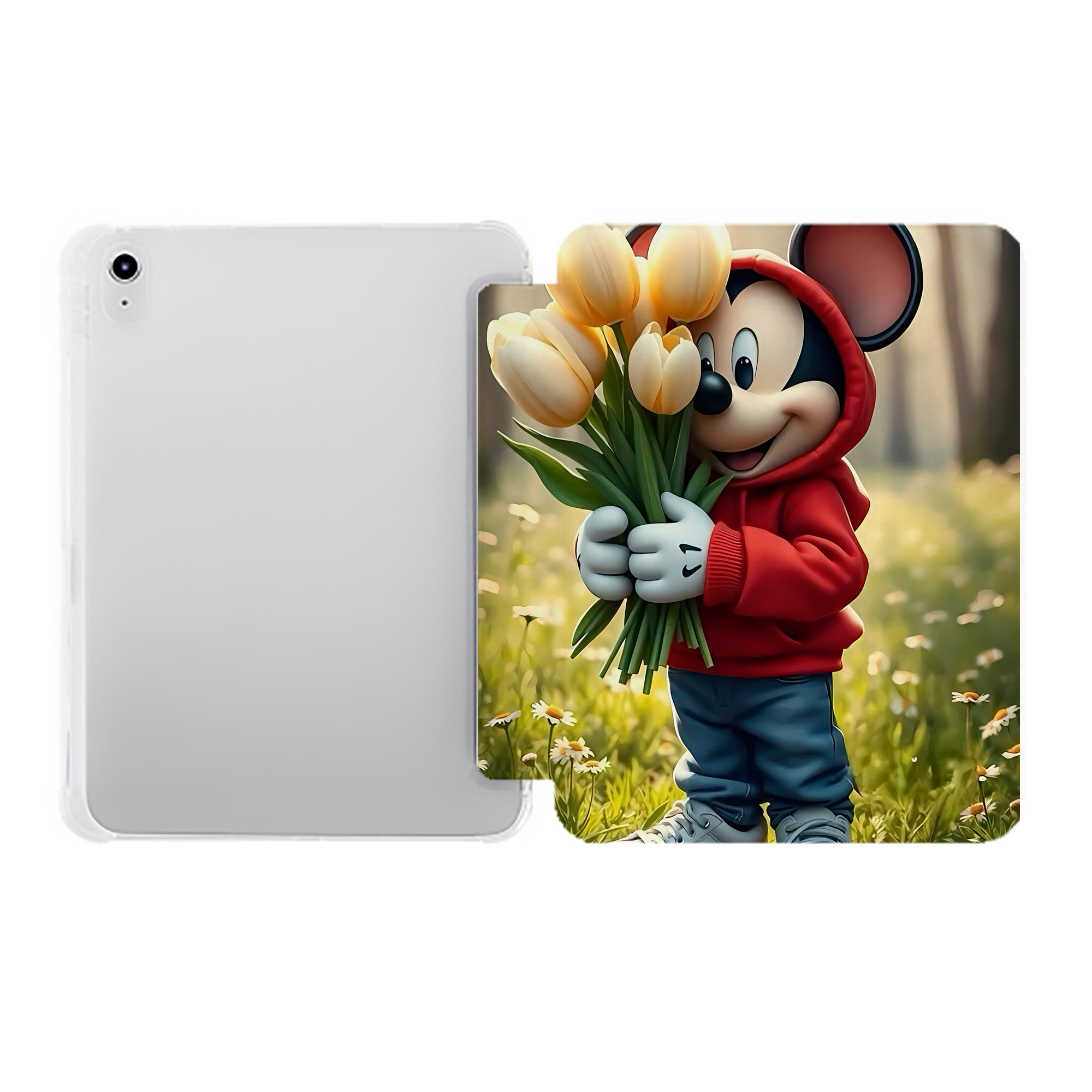 （画像用） ミッキーマウス Mickey Mouse IPad ケース ペン収納付き 三つ折りスタンド PUレザー×シリコン 対応機種9.5/10.5/10.9インチ